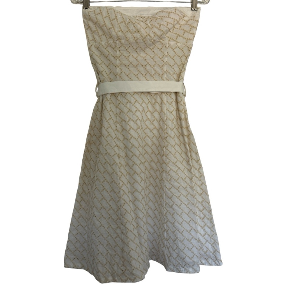 BCBGirls Cream and Gold Strapless Dress